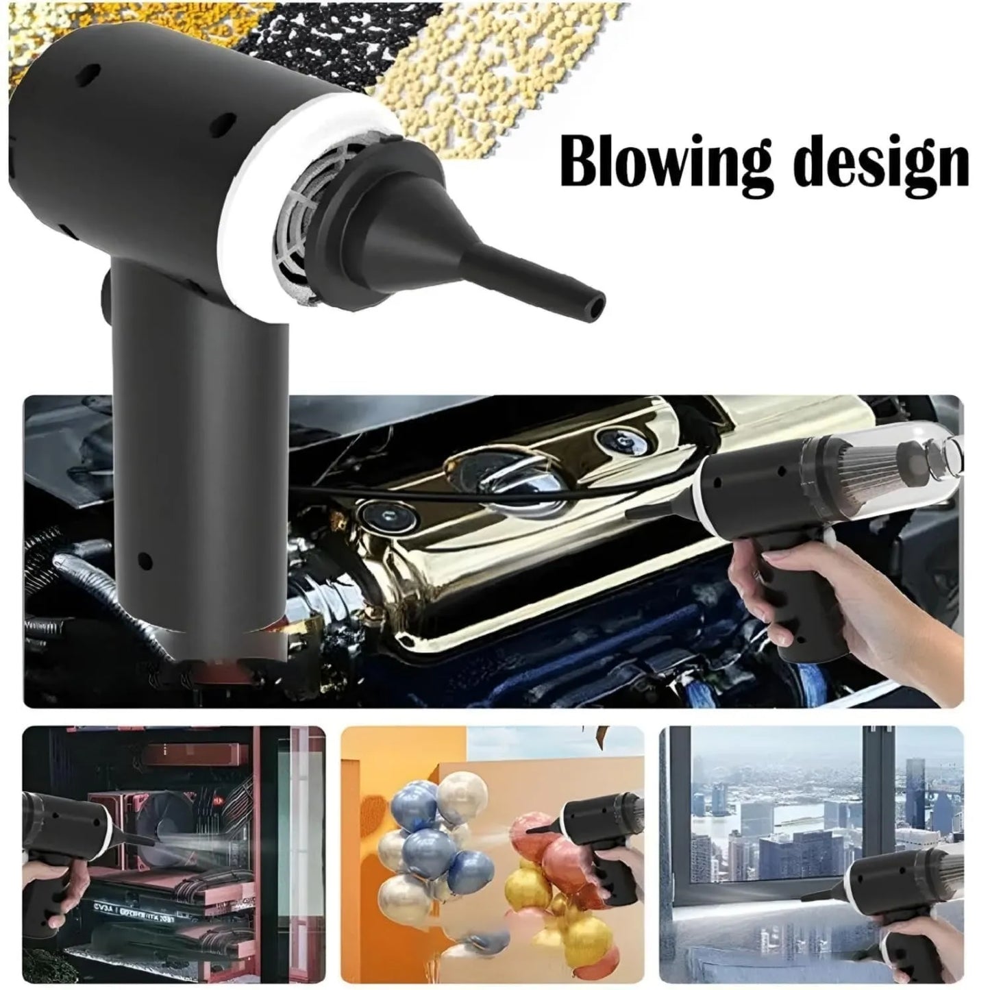 3-in-1 High Power Portable Car Vacuum Cleaner with Blower & Suction