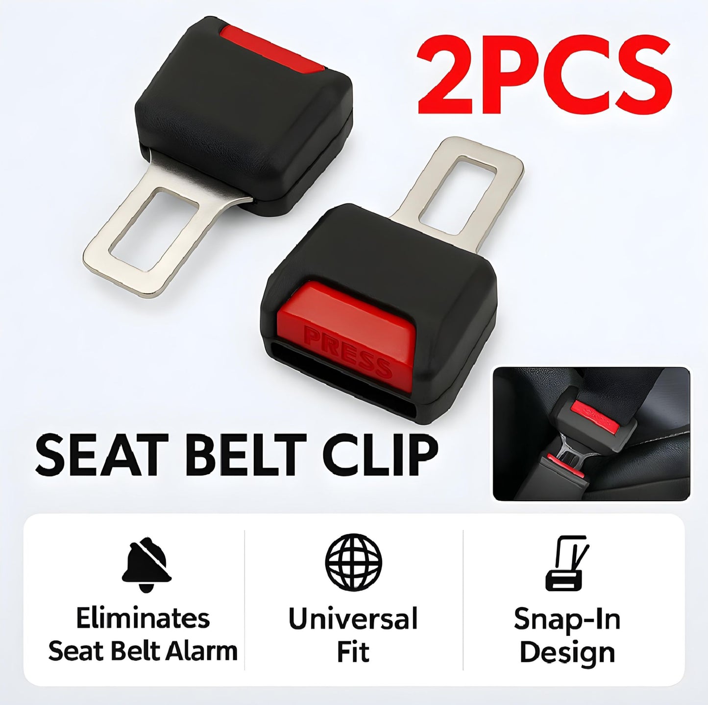 2 pcs Car Seat Belt Clip Extender - Universal Safety Buckle & Secure Drive.