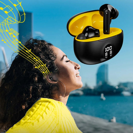 🔥 TWS Wireless Earbuds with LED Display – ENC Noise Cancellation, HiFi Stereo, Bluetooth 5.3 – Available in Black & White 🎧