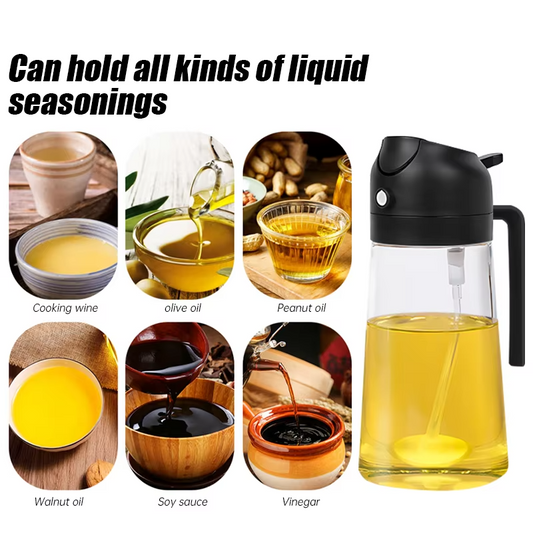 Zivora - 470ml Kitchen Glass Oil Sprayer Bottle - 2in1 Olive Oil Dispenser